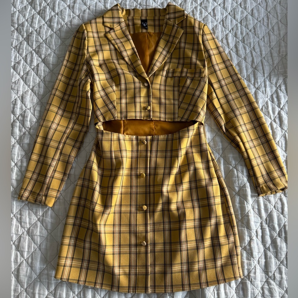 Windsor Yellow Plaid Blazer Dress